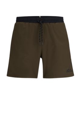 HUGO BOSS CONTRAST-LOGO SWIM SHORTS IN RECYCLED MATERIAL
