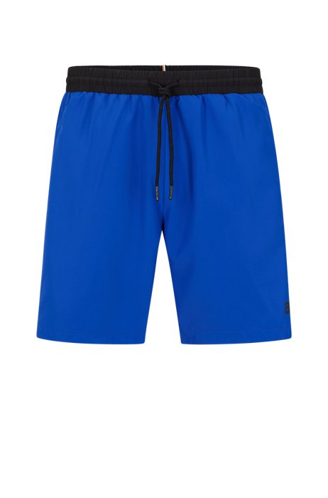 Contrast-logo swim shorts in recycled material, Blue
