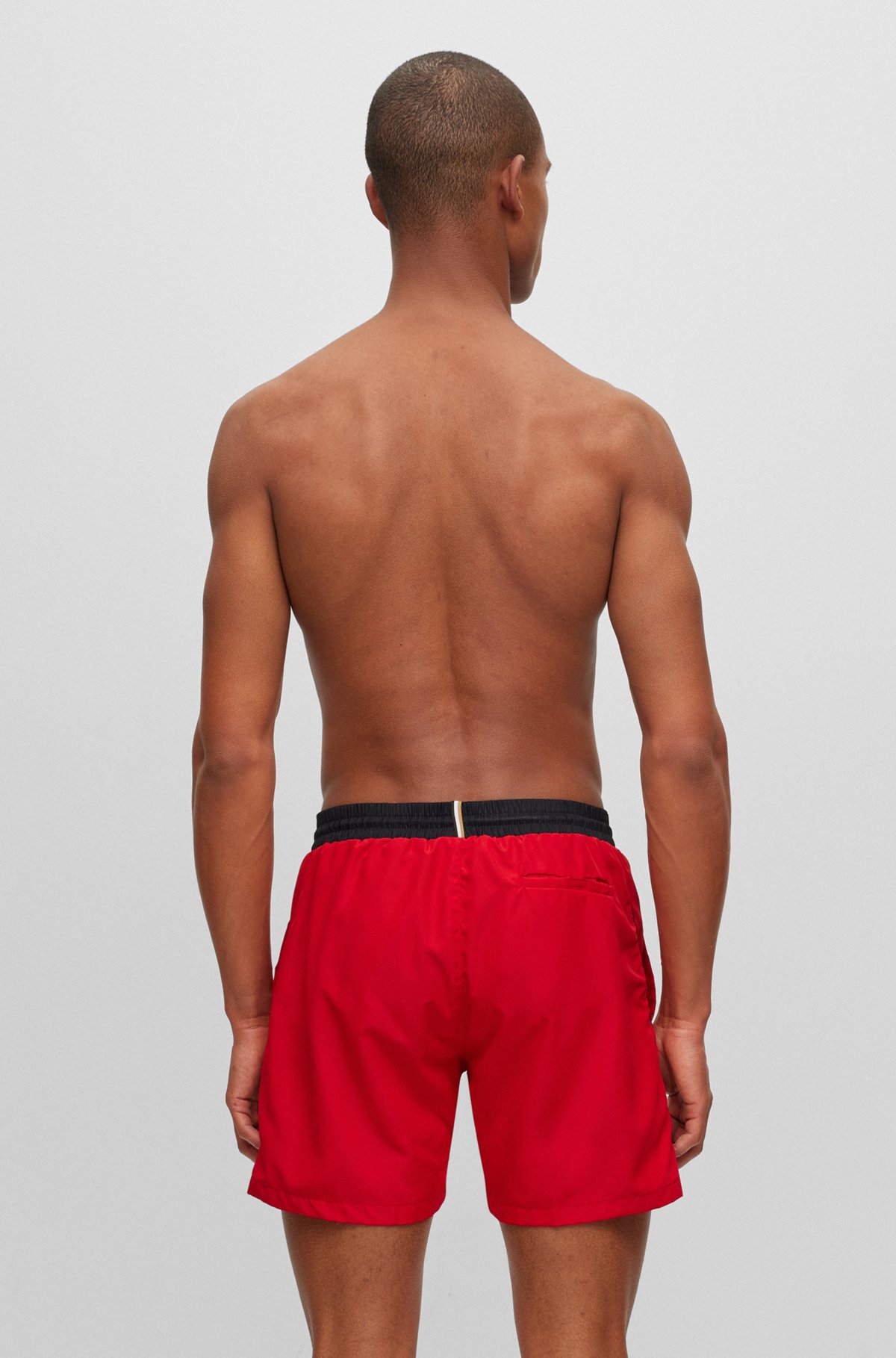 Contrast-logo swim shorts in recycled material, Red