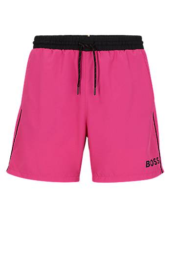 Hugo Boss Contrast-logo Swim Shorts In Recycled Material In Pink