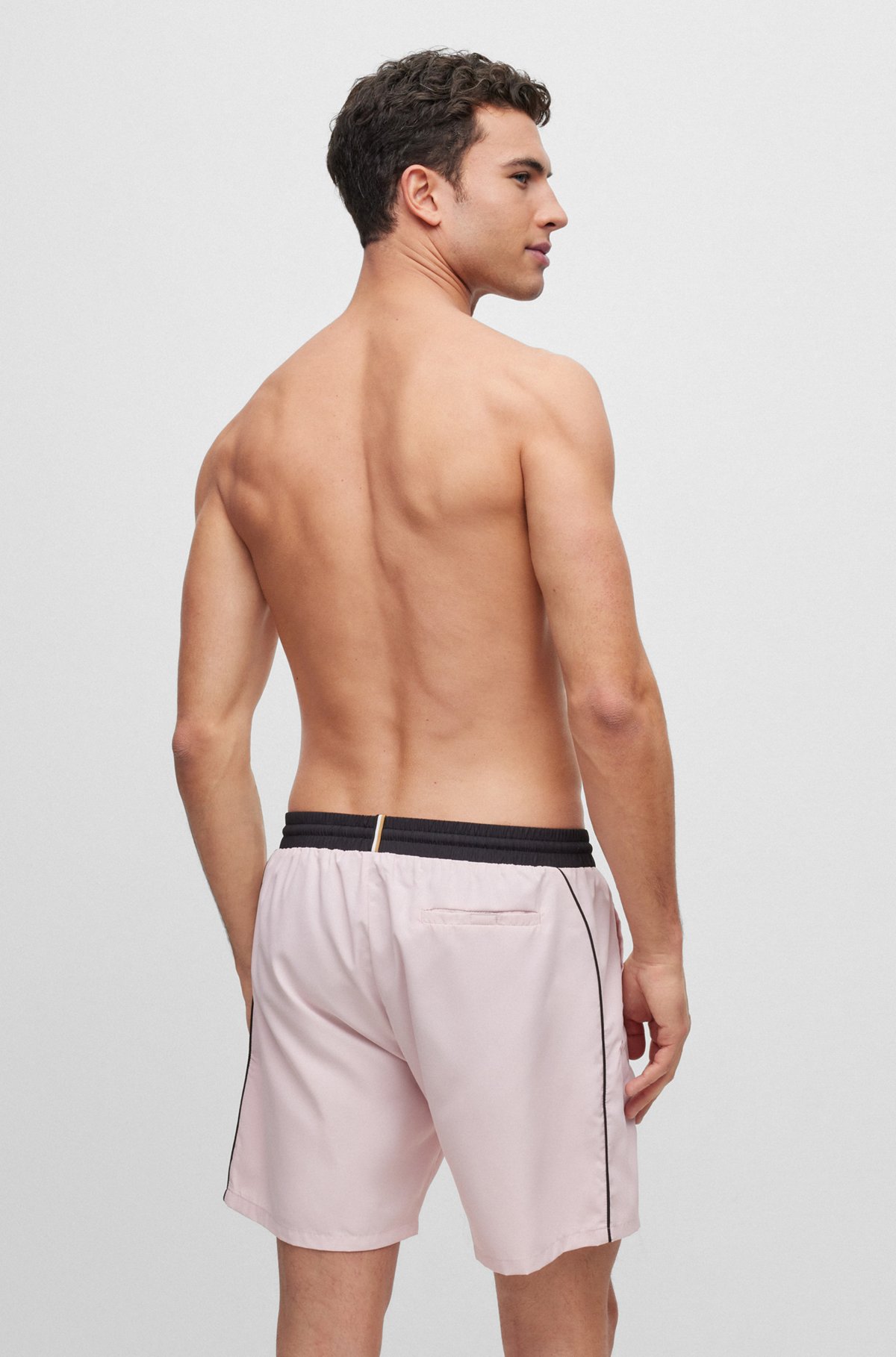 Contrast-logo swim shorts in recycled material, light pink