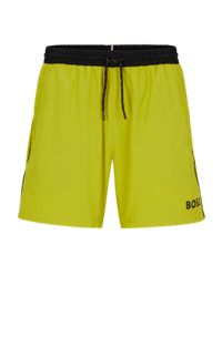 Contrast-logo swim shorts in recycled material, Light Yellow