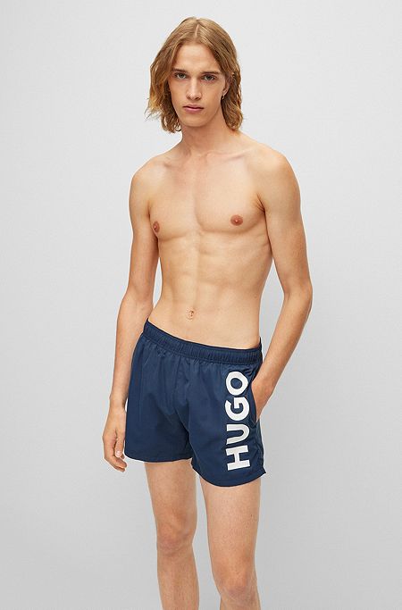 Quick-dry fully lined swim shorts in recycled fabric, Dark Blue