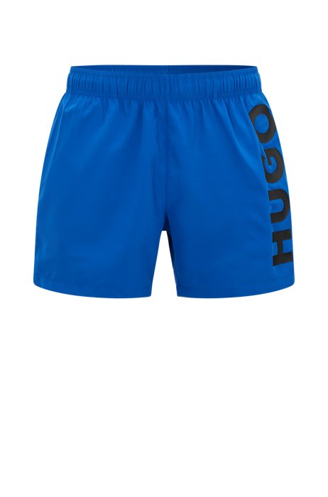 Boxer da mare ad asciugatura rapida con logo verticale, Blu