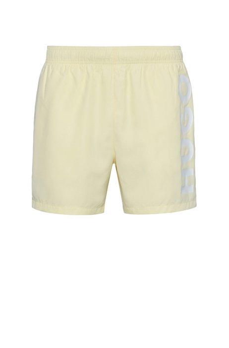 Quick-drying swim shorts with vertical logo, Light Yellow