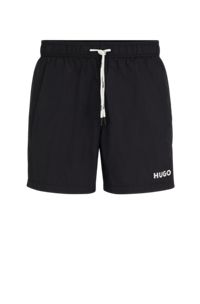 Ultra-light, quick-dry swim shorts with logo print, Black