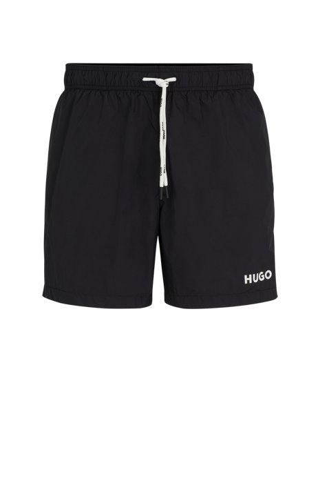 Quick-drying swim shorts in recycled fabric with logo, Black