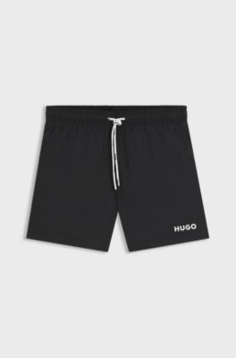 Short de bain &agrave; imprim&eacute; logo contrast&eacute;, Noir