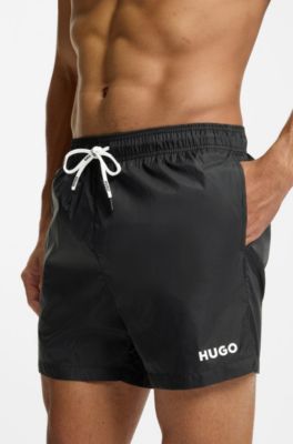 Swim shorts with contrast logo print, Black