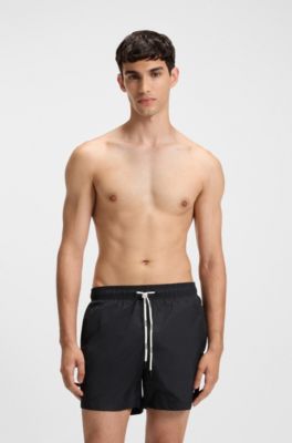 Swim shorts with contrast logo print, Black