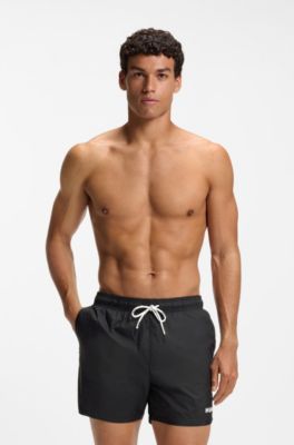 Swim shorts with contrast logo print, Black