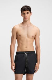 Zwemshorts met logoprint, Zwart