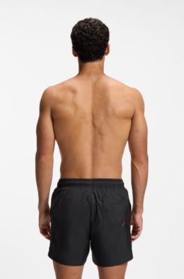 Swim shorts with contrast logo print, Black