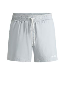Quick-dry swim shorts with logo print, Light Grey