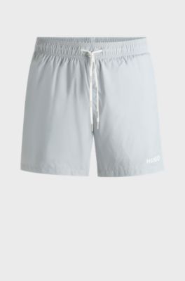 Swim shorts with contrast logo print, Light Grey