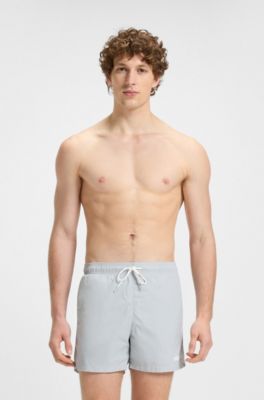 Quick-dry swim shorts with logo print, Light Grey