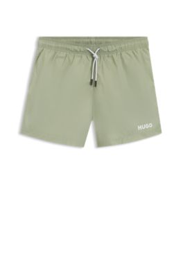 Snabbtorkande badshorts med tryckt logga, Gr&ouml;n