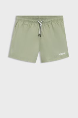 Quick-dry swim shorts with logo print, Green