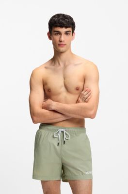 Swim shorts with contrast logo print, Green