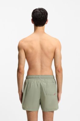 Snabbtorkande badshorts med tryckt logga, Gr&ouml;n