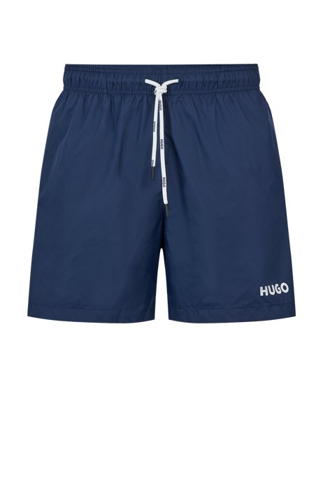 Quick-drying swim shorts in recycled fabric with logo, Dark Blue