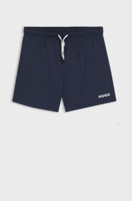 Ba&ntilde;ador tipo shorts de secado r&aacute;pido con logo estampado, Azul oscuro