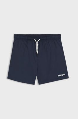 Swim shorts with contrast logo print, Dark Blue