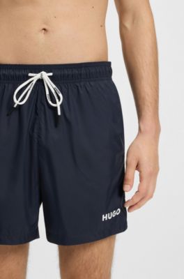 Swim shorts with contrast logo print, Dark Blue