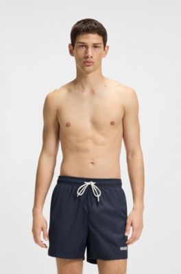Swim shorts with contrast logo print, Dark Blue