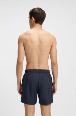 Ba&ntilde;ador tipo shorts de secado r&aacute;pido con logo estampado, Azul oscuro