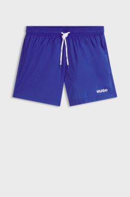 Swim shorts with contrast logo print, Blue