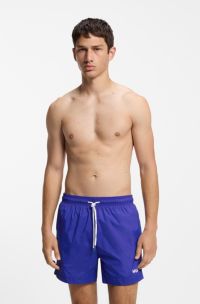 Swim shorts with contrast logo print, Blue