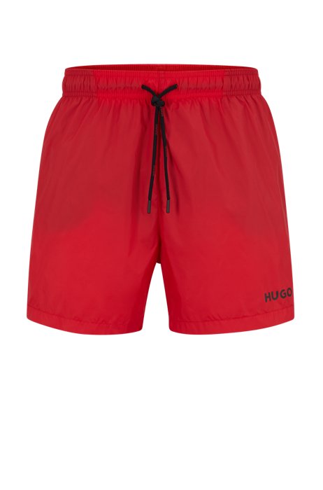 Quick-drying swim shorts in recycled fabric with logo, Red