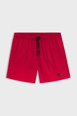 Swim shorts with contrast logo print, Red