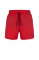 Quick-drying swim shorts in recycled fabric with logo, Red