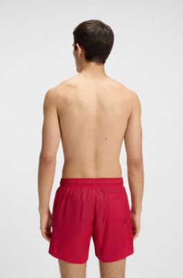 Swim shorts with contrast logo print, Red