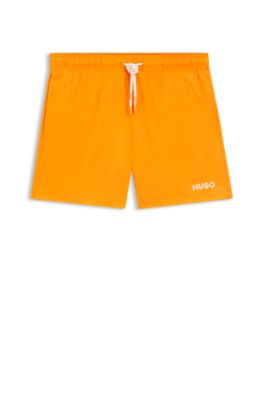 Quick-dry swim shorts with logo print, Orange