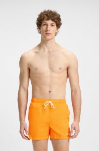 Quick-dry swim shorts with logo print, Orange