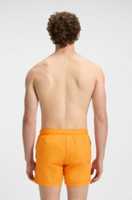 Quick-dry swim shorts with logo print, Orange