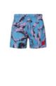 Printed swim shorts in quick-drying recycled material, Light Blue