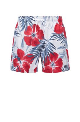 BOSS by HUGO BOSS Logo-print Swim Shorts in White for Men Mens Clothing Beachwear 