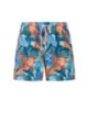 Bañador tipo shorts con estampado floral en tejido reciclado, Beige claro