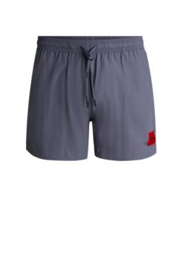 Hugo Boss Quick-dry Swim Shorts With Red Logo Label In Blue