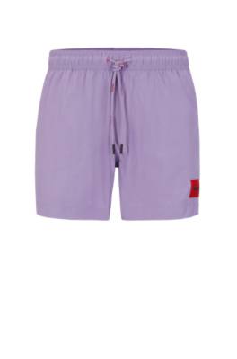 Hugo Boss Quick-drying Swim Shorts With Red Logo Label