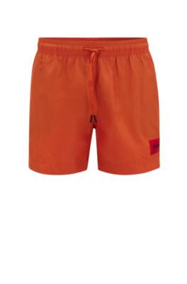 Hugo Boss Quick-drying Swim Shorts With Red Logo Label
