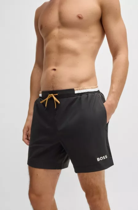 Ripstop-fabric swim shorts with contrast logo