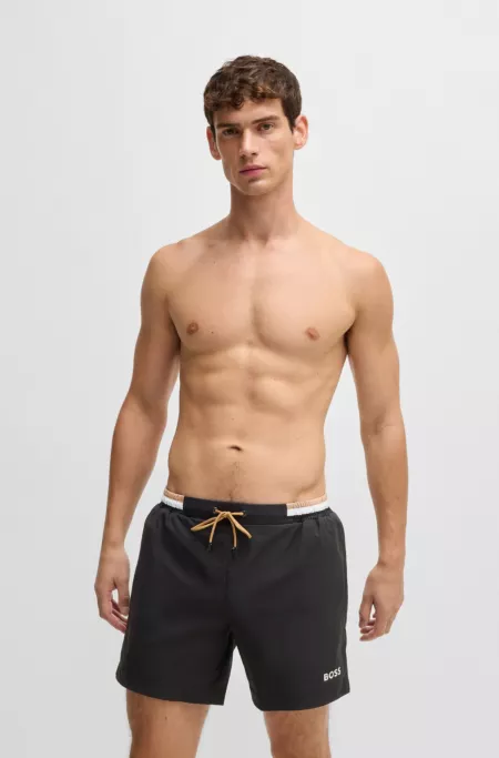Ripstop-fabric swim shorts with contrast logo