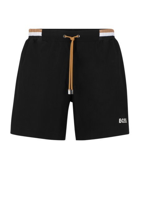 BOSS - Ripstop-fabric swim shorts with contrast logo
