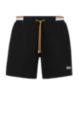 Ripstop-fabric swim shorts with contrast logo, Black