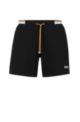 Ripstop-fabric swim shorts with contrast logo, Black